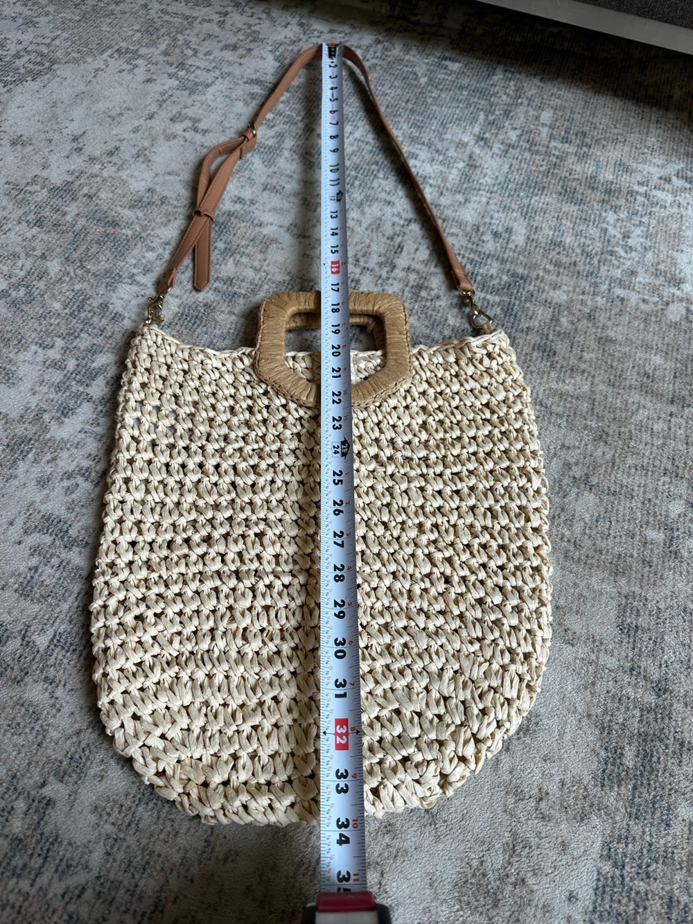 Crossi Straw Satchel‎ Bag Adjustable Detachable Strap Boho Woven Tote - Picture 8 of 9